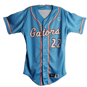 Evoshield Pro Fusion Men's Jersey S M Gators Light Blue Button Down Short Sleeve